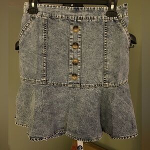 Promesa Button-Front Acid Wash Denim Skirt with elastic waist in back